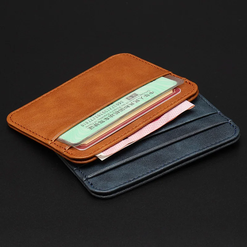RFID 차단 PU 가죽 여성 신용 카드 홀더 미니 여행 지갑 버스 카드 케이스, ID 지갑 동전 포켓 슬림 남성 카드 홀더