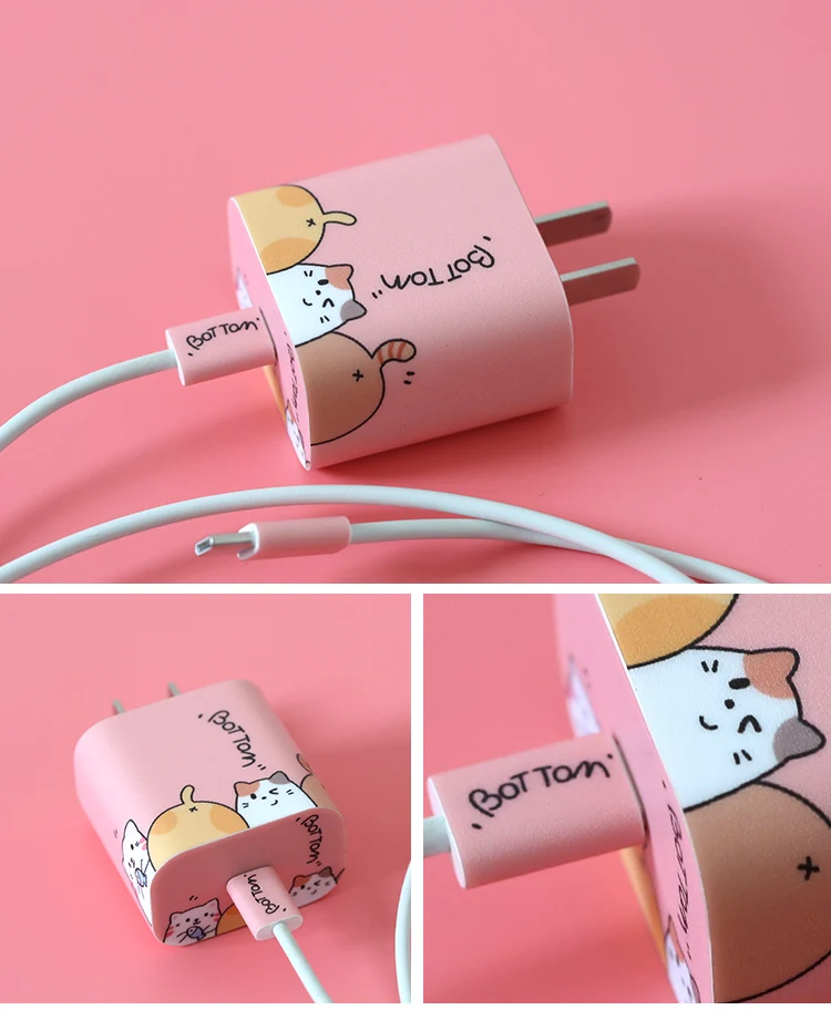 Прекрасный мультяшный usb-кабель DIY наклейки для зарядного устройства защитный чехол шнур защита провода крышка для Ipad 11 12 iPhone pro 11 Max зарядное устройство