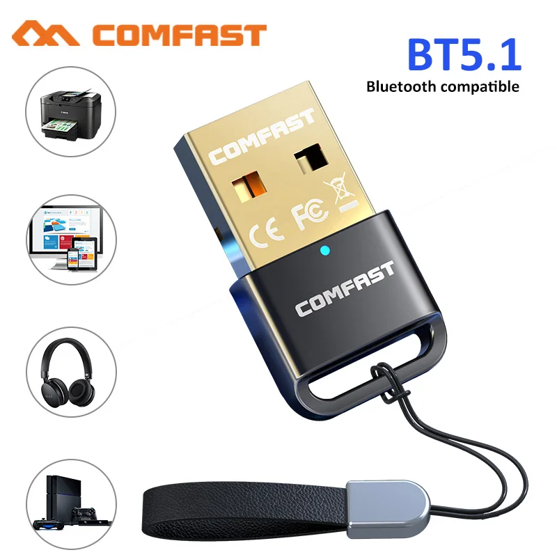 

10pcs USB Bluetooth 5.0 Dongle Adapter 5.1 for PC Speaker Wireless Mouse Music Audio Receiver Transmitter aptx Bluetooth 5.1