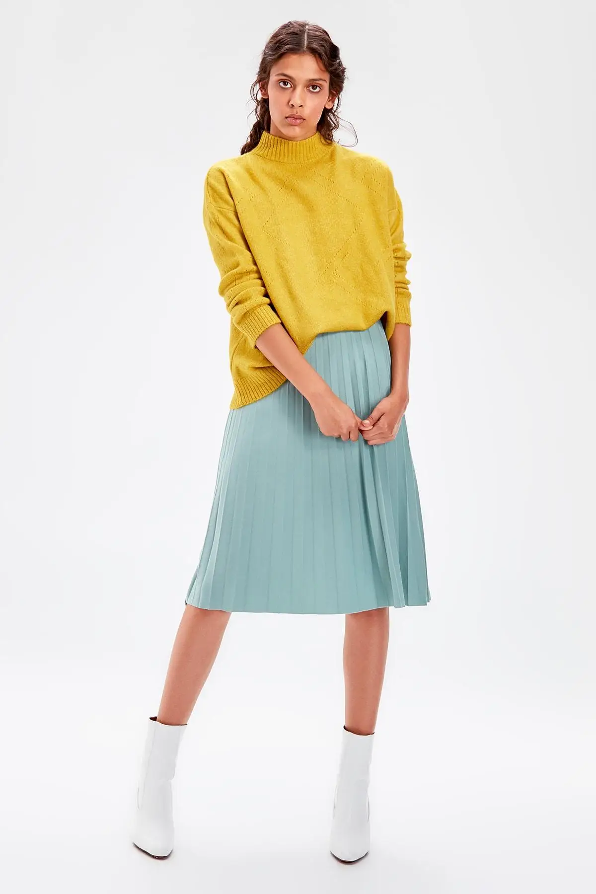 Trendyol Мятная трикотажная юбка Pilise TWOSS19FV0195
