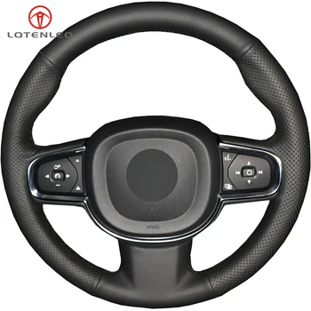 

LQTENLEO Black Artificial Leather Hand-stitched Car Steering Wheel Cover For Volvo S90 V90 XC90 2015-2019 XC60 S60 V60 2018 2019