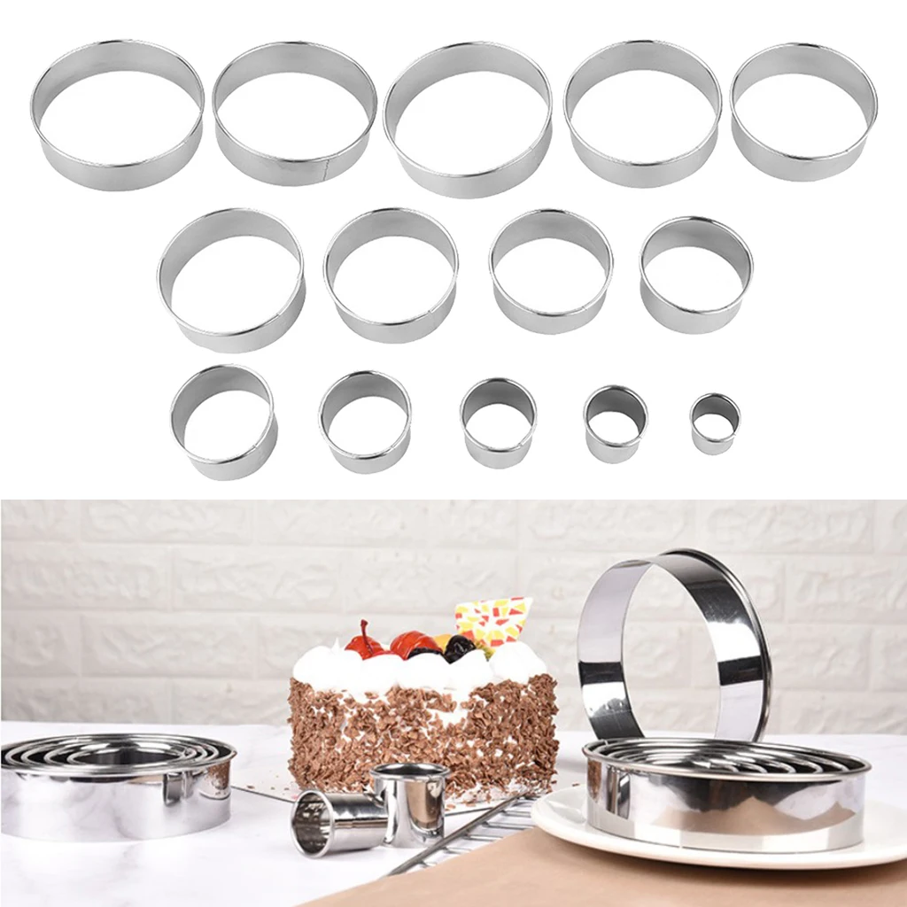 Stainless Steel Round Cookie Biscuit Cutter Set 14 Pieces Heavy Duty Dishwasher Safe