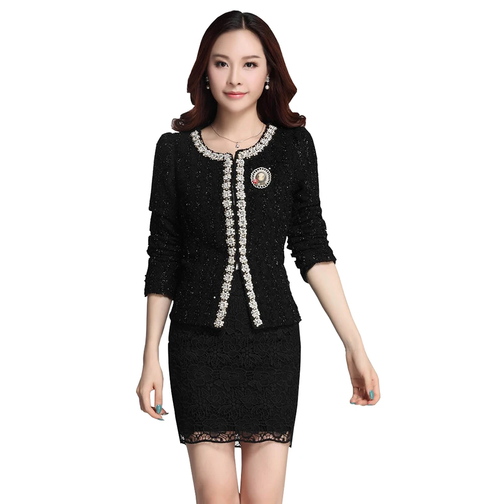 Kaufen Blazer für Frauen Mäntel 2019 Herbst Vintage Diamanten Feminino Jacken Formale Dame Anzug Büro Arbeit Tragen Top Cardigans Weiß, schwarz