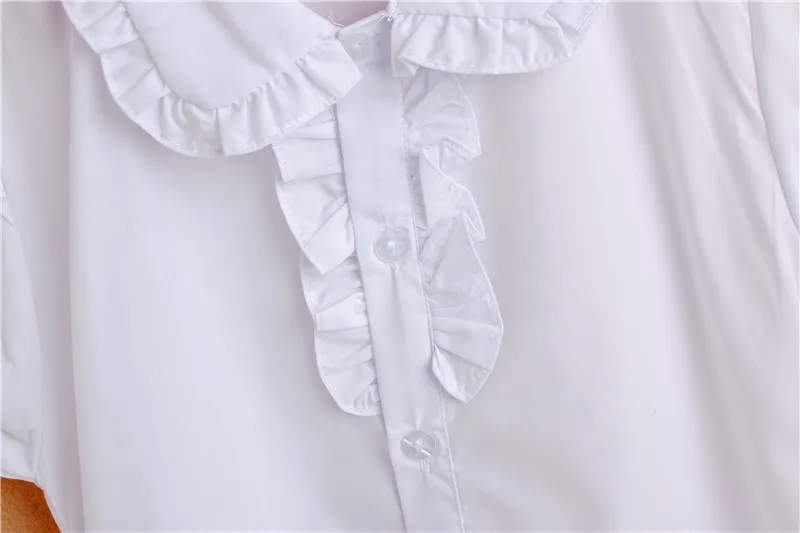Детская кружевная белая рубашка с длинными рукавами для девочек; детская однотонная белая рубашка; Детский Школьный костюм; сезон весна-осень