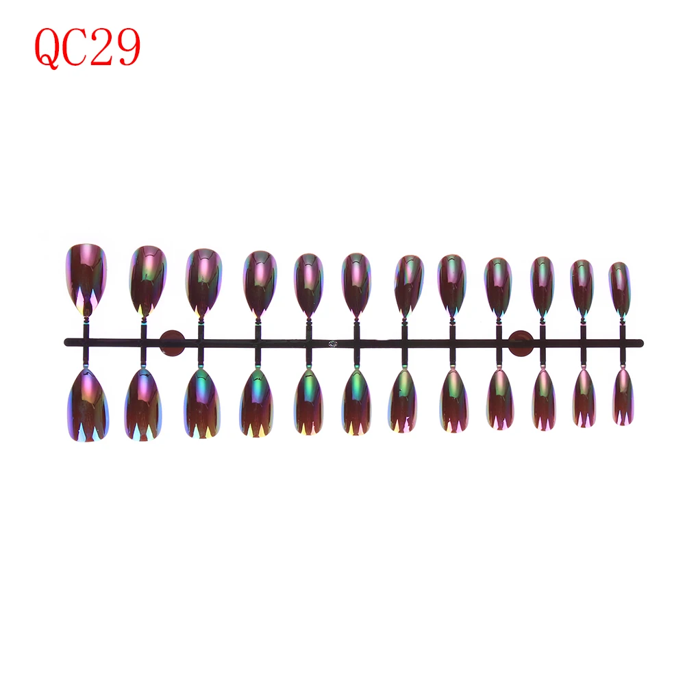 QC29 Glitter 24 шт. ABS красный цвет модные остроконечные острые накладные ногти Популярные Накладные ногти инструменты для наращивания ногтей - Цвет: QC29 Glitter