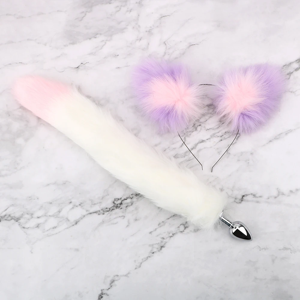 Massaggiatore Smooth Prostate Touch Plug anale Giocattoli sessuali per donne Uomini Coppie con orecchie di gatto Fasce Coda di volpe M_voghion.com