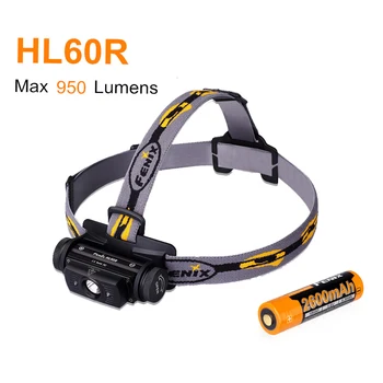 

FENIX HL60R Dual Light Source Headlamp XM-L2 U2 Neutral White max 950 lumen throw 116M USB Charging headlight with 18650 Battery