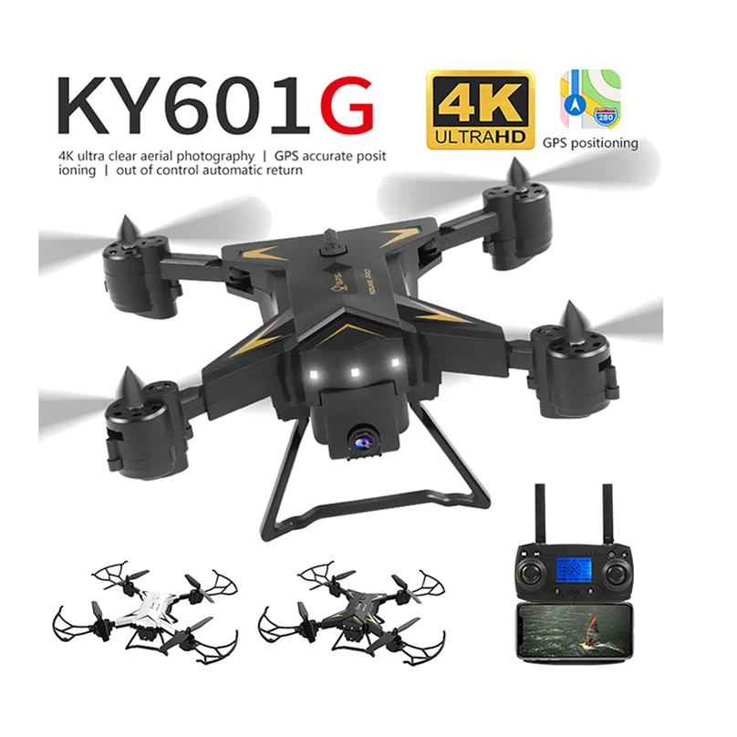 Складной GPS Дрон KY601G 4K HD камера стандартный Wi Fi FPV со светодиодной подсветкой 2 4G 4CH
