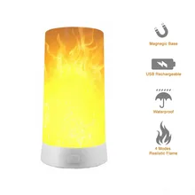 BRELONG светодиодный светильник с эффектом пламени USB перезаряжаемая Настольная лампа с пламенем, водонепроницаемый светильник с пламенем с магнитной основой