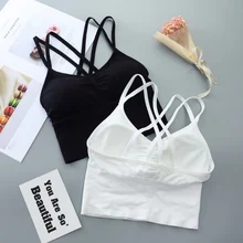 Простой жилет для девочек, тянущийся жилет на бретельках, Одноцветный жилет с губкой для девушек, красивая одежда на спине, Новинка