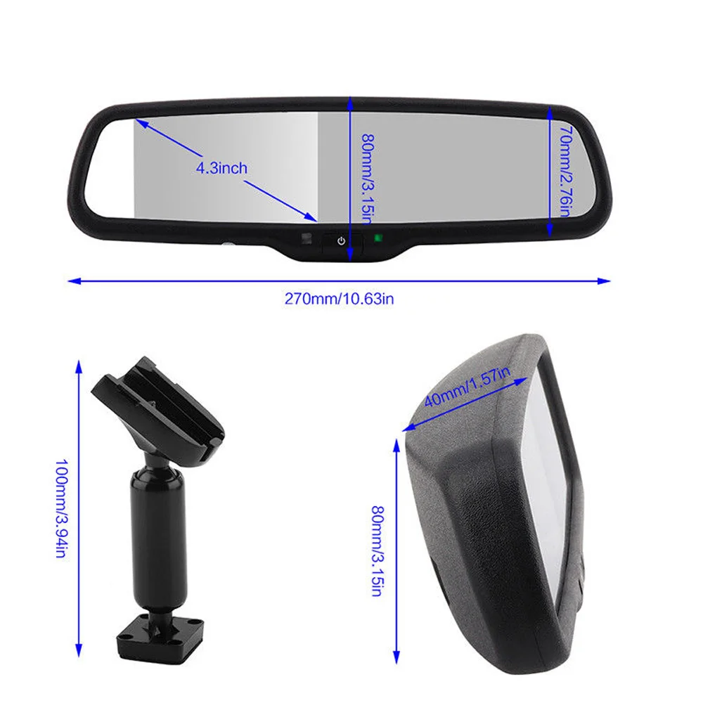 

4.3" Car Rearview Mirror Monitor Display Auto Dimming With Bracket + Camera