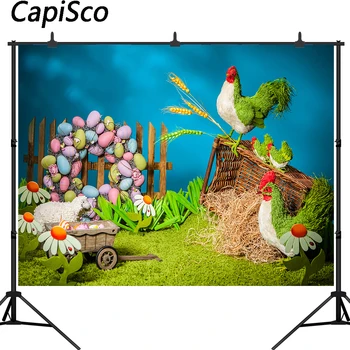 

Capisco Easter Photography Backdrops chicken grass Children Newborn Baby Shower Birthday Party Spring Flower Photo Background