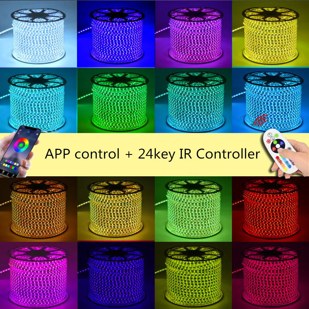 Светодиодная ленсветильник RGB SMD 220 5050 в водонепроницаемая гибкая неоновая лампа s