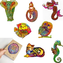 

Toddler Intelligence Puzzle Unique Shaped Wooden Pieces Animal Goldfish Cartoon Puzzle for Kids SML Design Artwork Jigsaw Gift