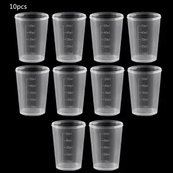 

10Pcs 50ml Plastic Laboratory Bottle Lab Test Measuring Container Cups with Cap Plastic Liquid Measuring Cups M5TB