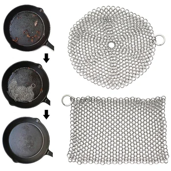 

Stainless Steel Cast Iron Cleaner Scrubber for All Types of Skillet Griddles Cast Iron Pans Grills Dutch Ovens