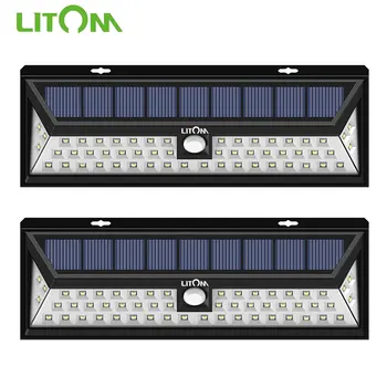 

2Pcs LITOM 54 LED Solar Lights Waterproof Solar Lights with 120 Degree Wide Angle Motion Solar Light with 3 Modes for outdoor