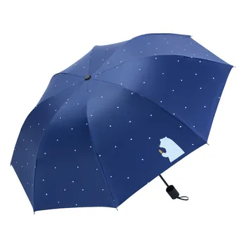 

Pocket Mini Windproof Durable 3 Folding Sun Umbrellas Portable SunscreenUmbrella Rain Women Female Parasol Umbrella multicolor