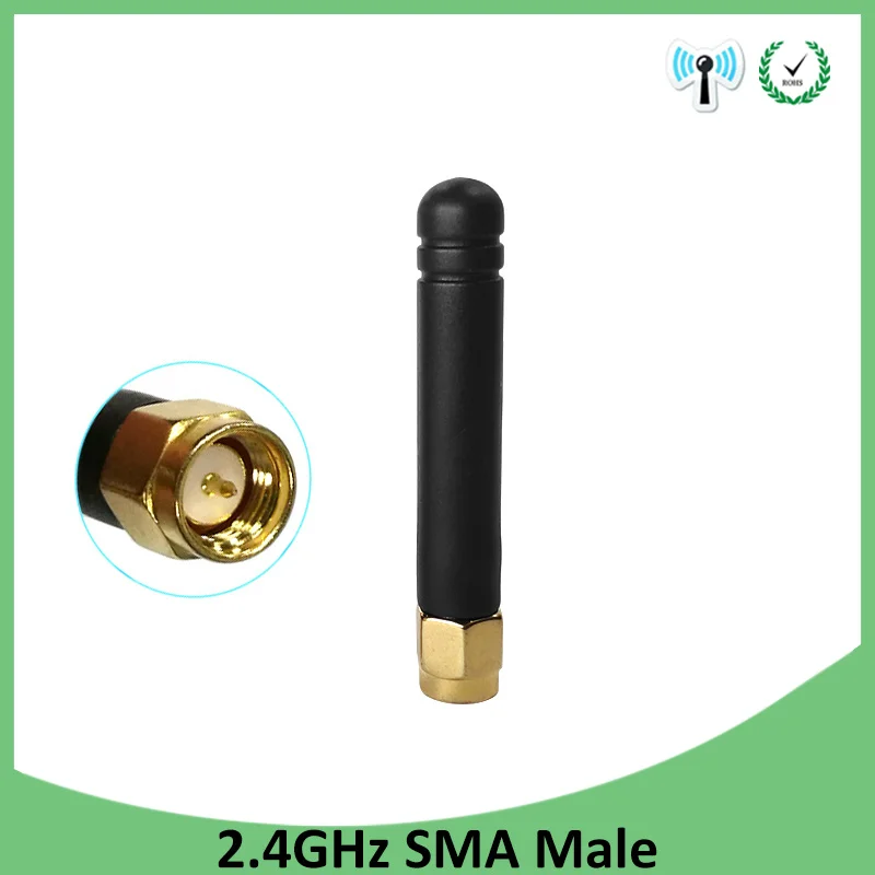 Grandwisdom 1 2pcs 2.4g antenna 3dbi sma male wlan wifi 2.4ghz antene pbx iot module router signal receiver antena high gain 1pc 2 4ghz antenna 3 5dbi wifi aerial bluetooth zigbee module sma male right angle wholesale price modem external antenna