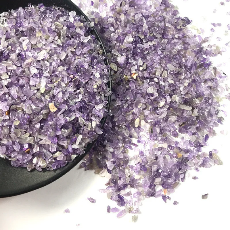 100g 2-5mm Natural Amethysts Powder Crystal Gravel Rock Raw Gem stone Mineral Fish Tank Bonsai Decoration Energy Stone