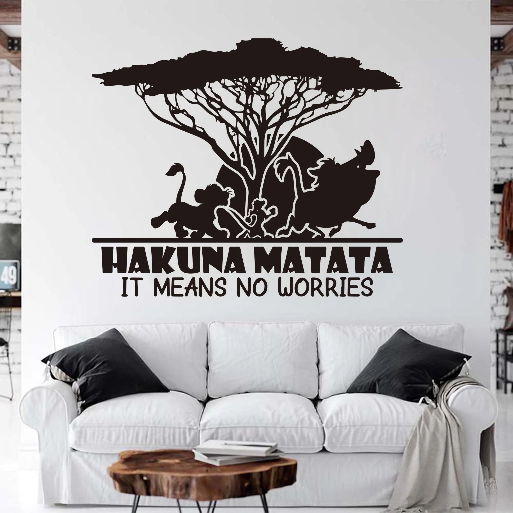Мультфильм Король Лев Вдохновленный Hakuna Matata настенные стикеры Детская комната