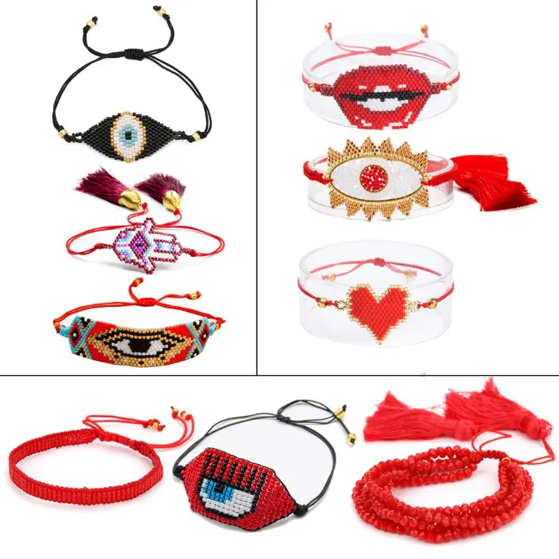 Evi Eye браслет из бисера комплект тканый удача Регулируемый Амулет ювелирные изделия