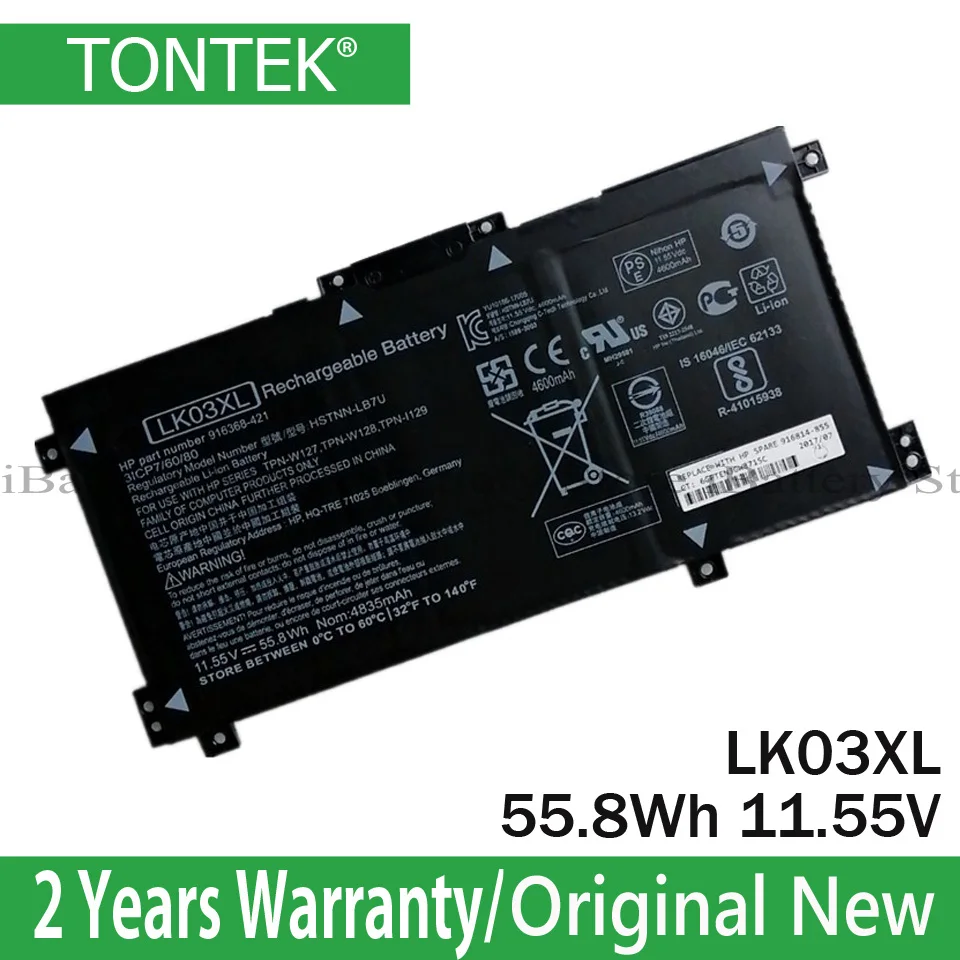 Оригинальный аккумулятор LK03XL для ноутбука HP envy 15x360 15-bp 15-cn TPN-W127 W128 W129 W134 HSTNN-LB7U