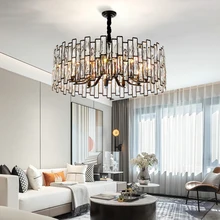 Современная черная люстра, хрустальные светильники, хрустальный дизайн, деревенские круглые светодиодные люстры в гостиной, спальне