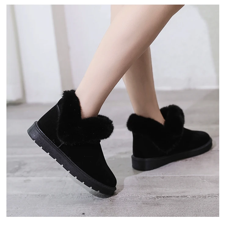 Winter New Women Heart-shaped Fur Snow Boots New Plush Keep Warm Ankle Non-slip Australia Emu Boots Black