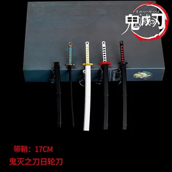 

Cartoon Anime Demon Slayer Llaveros Kimetsu No Yaiba Key Chains Sided Keychain Cosplay 17cm Knife Car Pendant Keyring Gift