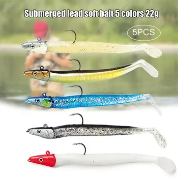 

Pack of 5 Soft Fishing Lure Wobblers Swimbait Artificial 11cm Bait for Sea Fishing THJ99