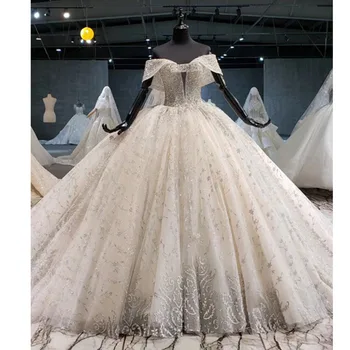 شراءBGW 2131ht 2020 جديد الكرة ثوب الزفاف الحبيب طوق قبالة الكتف الدانتيل يصل الظهر تصميم فستان الزفاف Vestido De Noiva