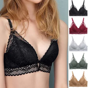 

Female Sexy Tight Bra Sexy Underwear Bra Lace Lingerie No Rings Underwears Women Solid Wire Free Bras FJSL