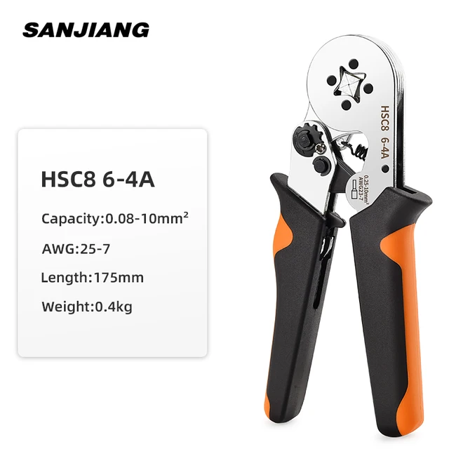 HSC8 6-4 0.08-10mm² tubular crimping plier 1640pcs terminal crimper tool kit mini electrical plier precision clamp Wire stripper HSC8 6-4A-W