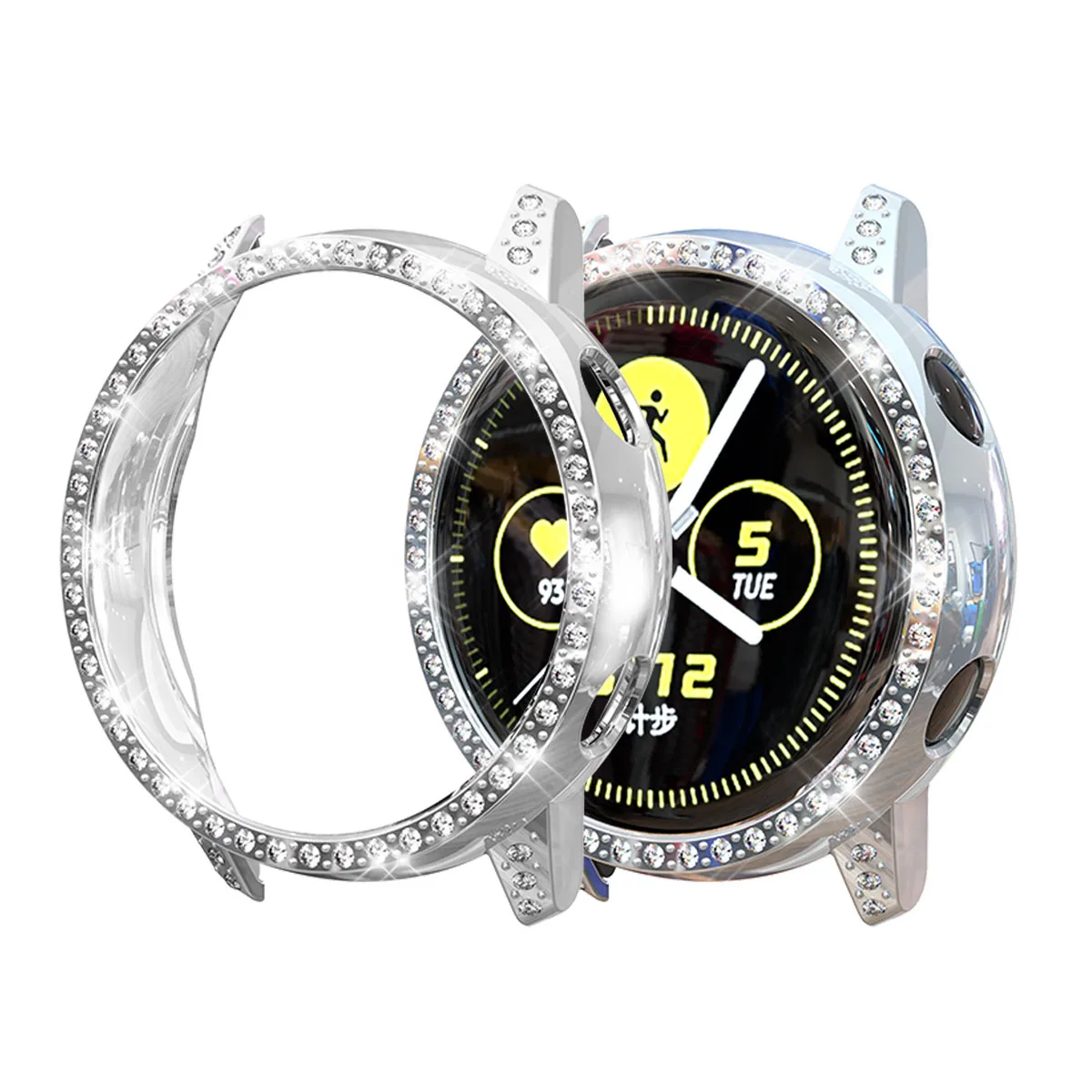 Bling Diamond Защита жесткого диска чехол для samsung Galaxy Watch Активный Чехол Защита от падения оболочки бампер - Цвет: SILVER
