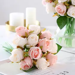 1 букет Искусственный букет роз цветы для невесты Свадебные Поставки 1 для украшения вечерние декоративные букеты для дома шелковые