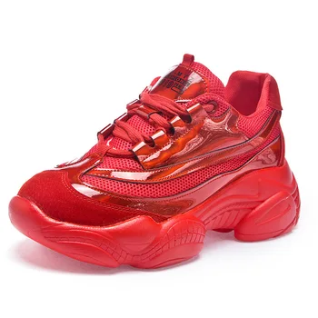 

CINESSD Genuine Leather Causal Shoes Women Sneakers Platform New 2020 Spring Wedge Sneakers For Women Shoes Fashion Ladies Shoe