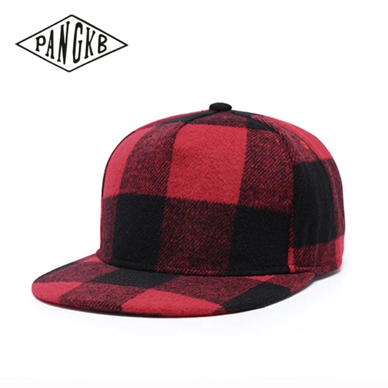 Бренд PANGKB, красная клетчатая кепка, Зимняя кепка snapback для мужчин и женщин, для взрослых, хип-хоп, Уличная Повседневная Кепка-бейсболка от солнца, низкая цена