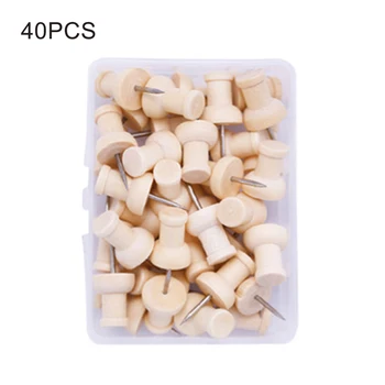 

1box With Organizing Container Push Pin Home Wooden Thumbtack Cork Board Binding Supplies Nail Craft Map Decorative Office