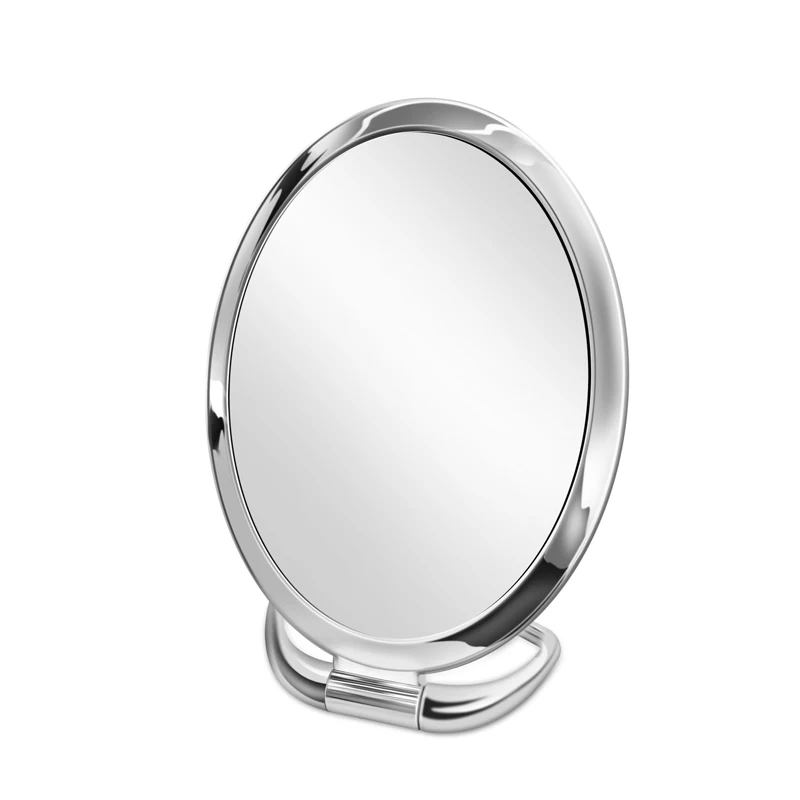 Зеркало настольное косметическое pучное зеркало для макияжа женское складное зеркало двойные боковые карманные зеркало складное для макияжа складные настольные стоящее зеркало для макияжа увеличительное зеркало трюмо - Цвет: Silver Oval