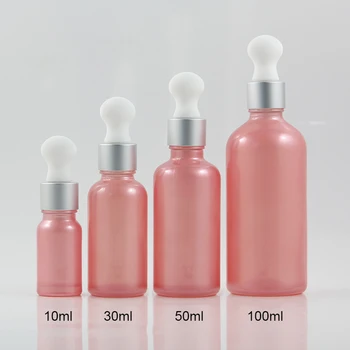

Cosmetic Packaging 100ml Pink Essential Oil Container With Silver Dropper , 100ml Glass Essential Oil bottle