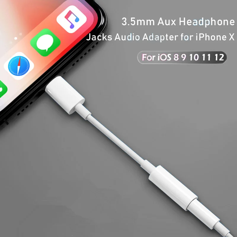 

For Lightning to 3.5mm Aux Headphone Jacks Audio Adapter For iphone X 7 8 Plus 3.5mm Audio USB Headphone Converter Phone Adapter