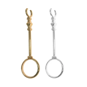 

2x Lady's Elegant Retro Smoking Pipe Ring Jade Ring Shelf Supports to Prevent The Fingers Yellowed-Gold & Silver Color