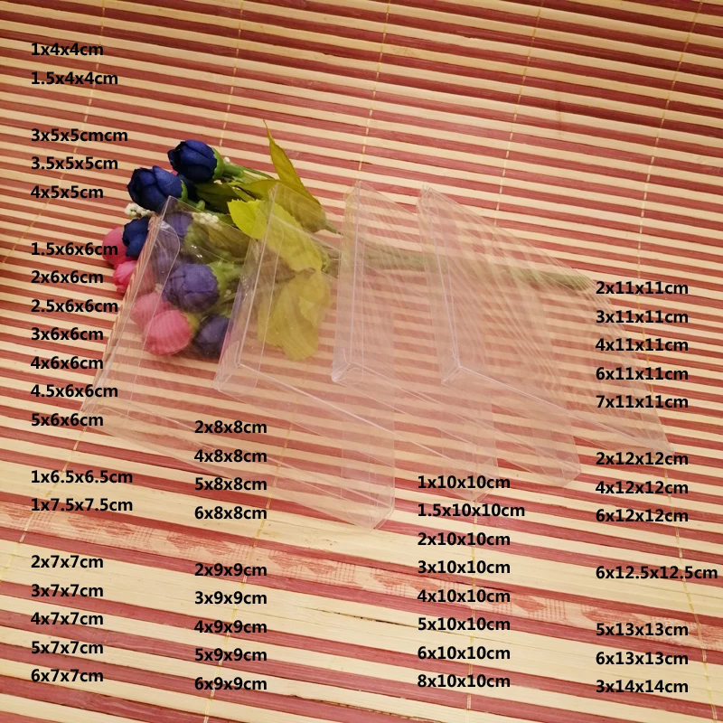 

50pcs ABB Large Clear Transparent Box Bag Pvc Plastic Box Gift Packaging Box for Jewelry Box Packaging Display Storage Box Diy