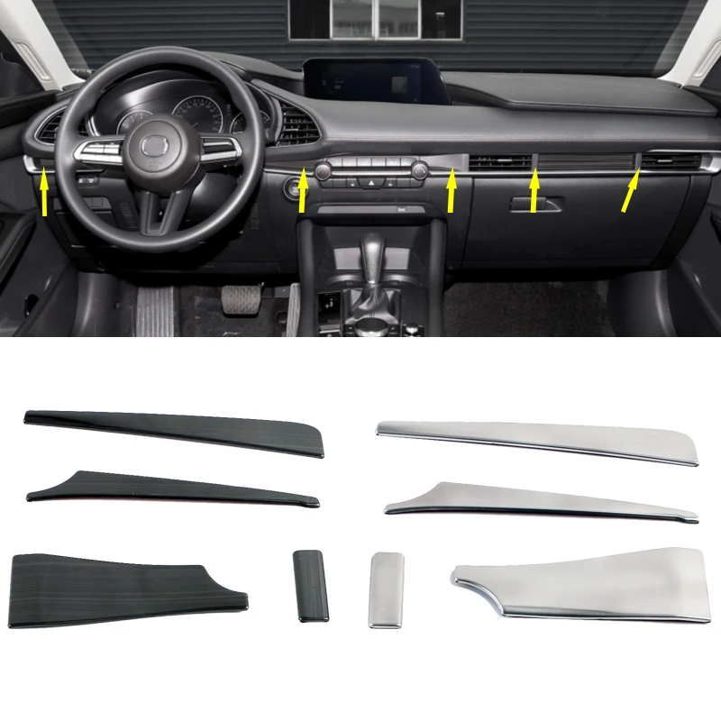 

Stainless steel For Mazda 3 Axela 2019 2020 Accessories Car Front conditioner air Outlet decoration Cover Trim Car Styling 5pcs