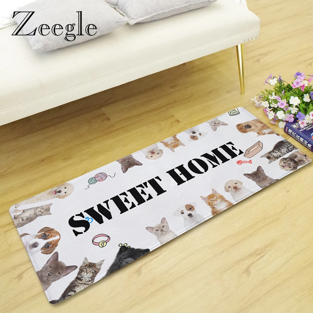 Zeegle Living Room Long Carpet Anti-slip Kitchen Rug Sweet Home Indoor Mat Washable Bedroom Carpet Hallway Rug Floor Mat