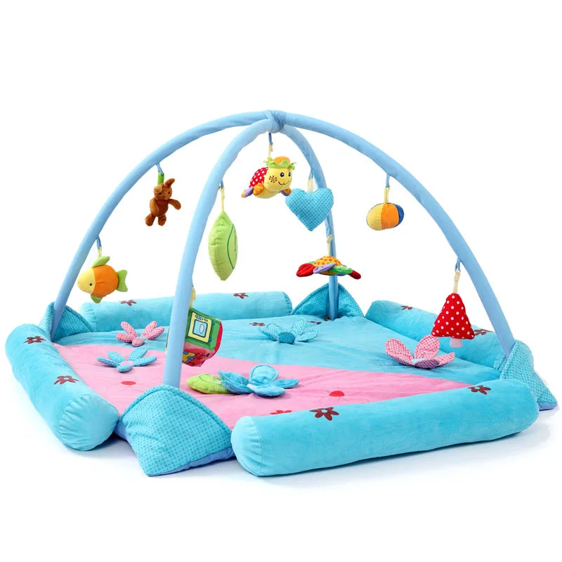 

Kaki Beit Blue Pink Flower-shaped Wealthy Baby Playmat Game Blanket Music Crawl Pad Crawling Blanket Toy