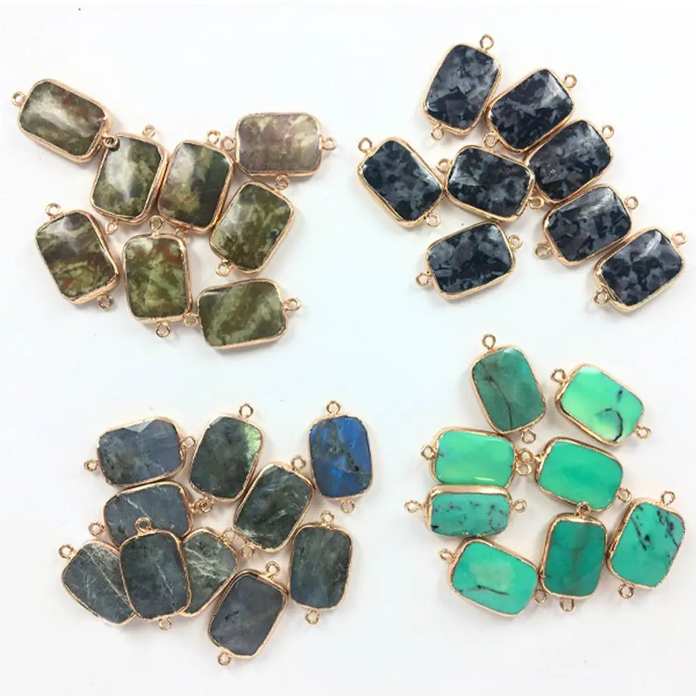 

6pcs Natural Stone Beads Pendant Necklace Women Reiki Healing Labradorite Unakite Green Turquoises Snowflake Jewelry Pendants