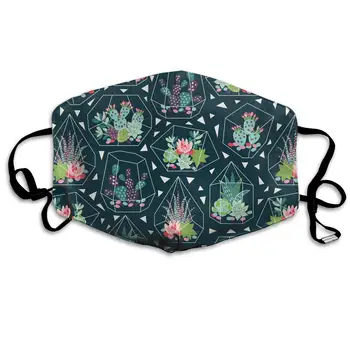 

Succulents And Cactuses Washable Reusable Mask, Cotton Anti Dust Half Face Mouth Mask For Kids Teens Men Women With Adjustable