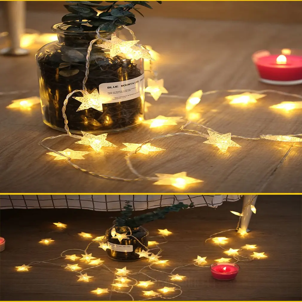 Star Shape Battery Power Flexible Fairy String Light Wall Window Garden Christmas Decoration Party Outdoor Indoor String Lamp